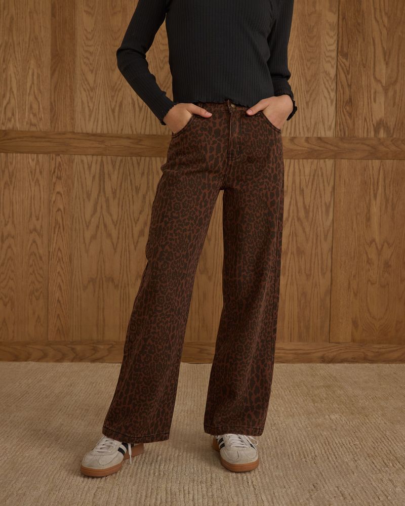 BAGGY WIDE LEG DENIM || LEOPARD - TEEN