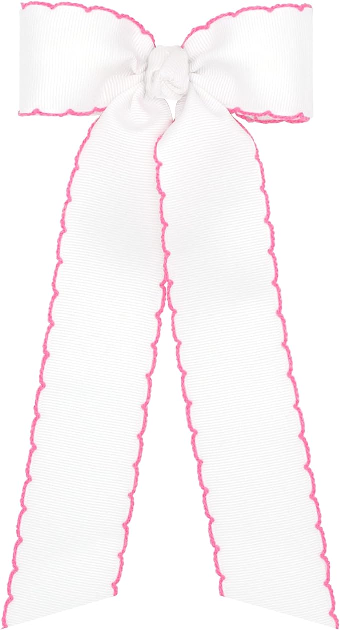 Mini moonstitch tails white with pink stitch