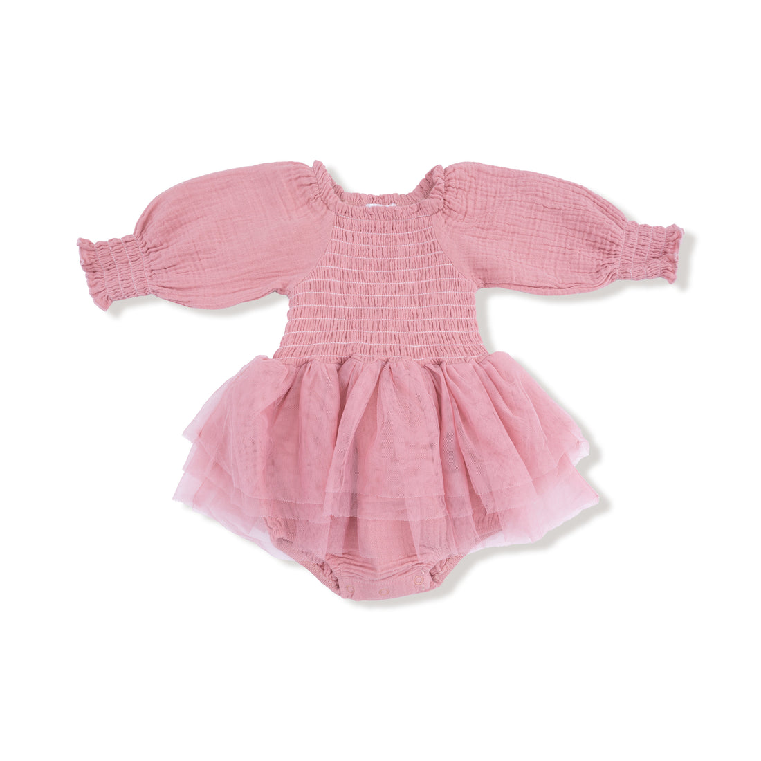 Long Sleeve Smocked Bubble with Tutu | Rose Elegance