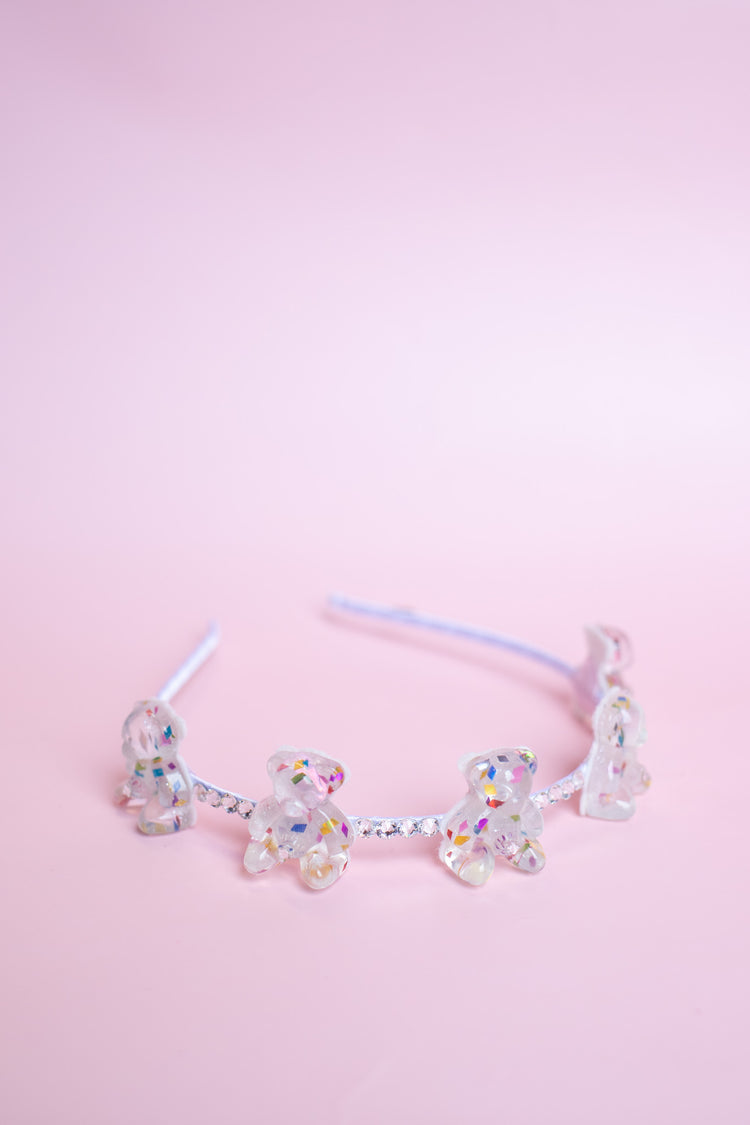 Teddy Bear Crystal Halo Thin Headband | Light Pink, Purple, White or Hot Pink