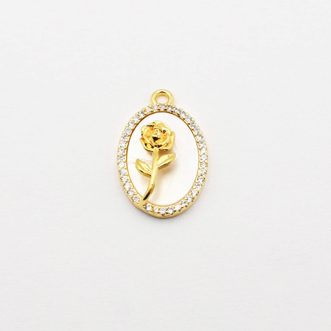 Rose Oval Frame Charm