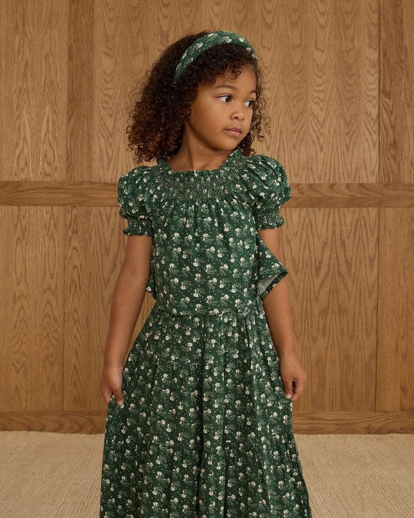 TIERED MIDI SKIRT || GREEN DITSY