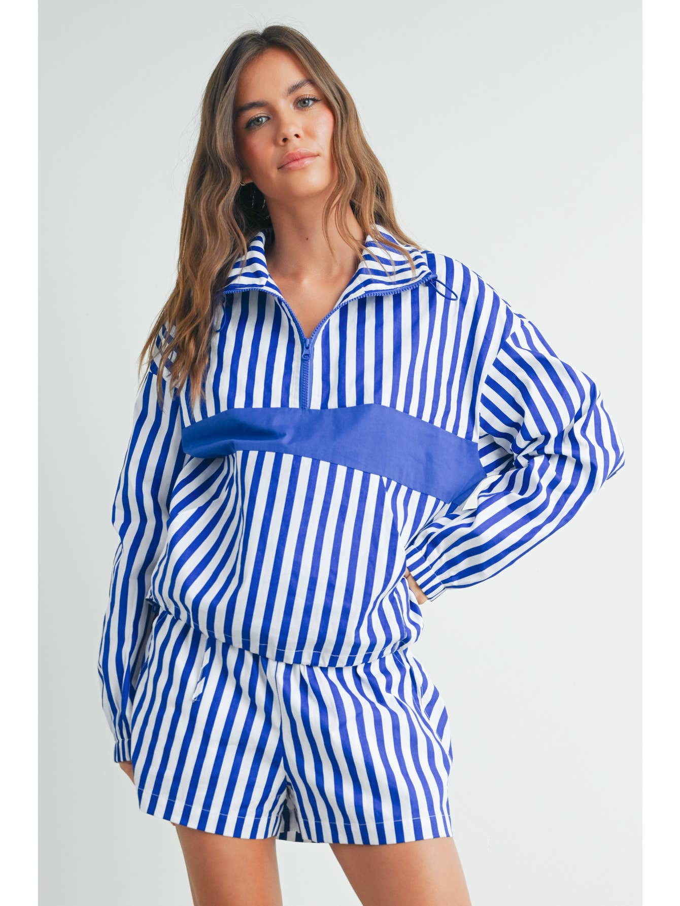 Stripe Drawstring Set | Blue and Ivory