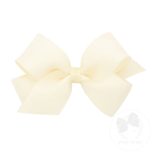 King Organza and Grosgrain Overlay Hair Bow | Off White