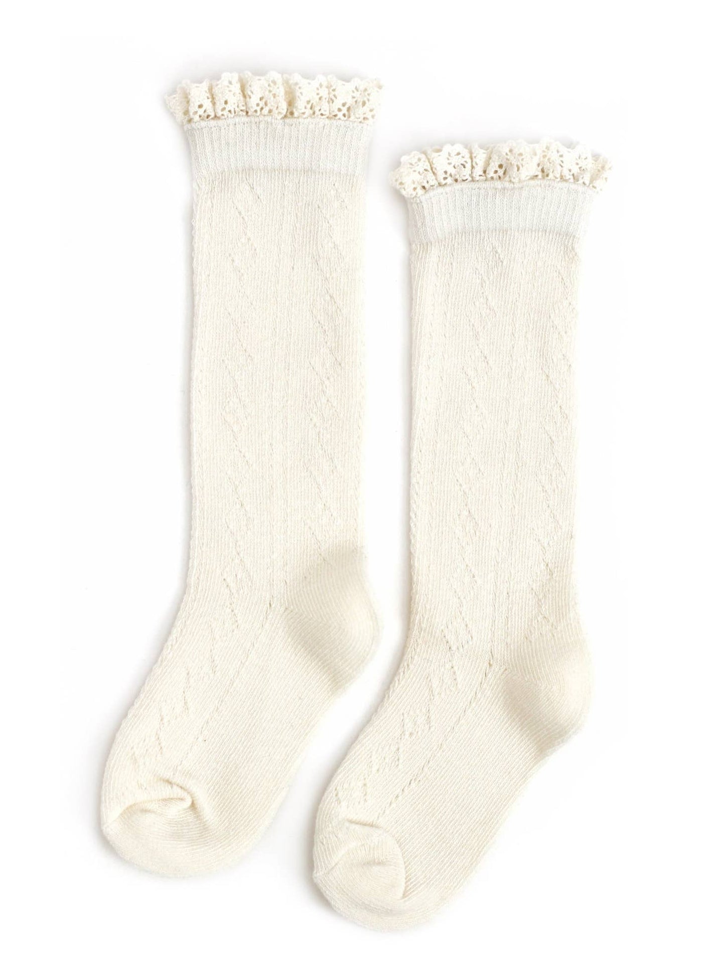 Fancy Lace Top Knee High Socks | Ivory