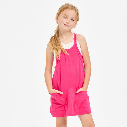 Relaxed Tank Dress with Built-In Romper Lining | Neon Pink
