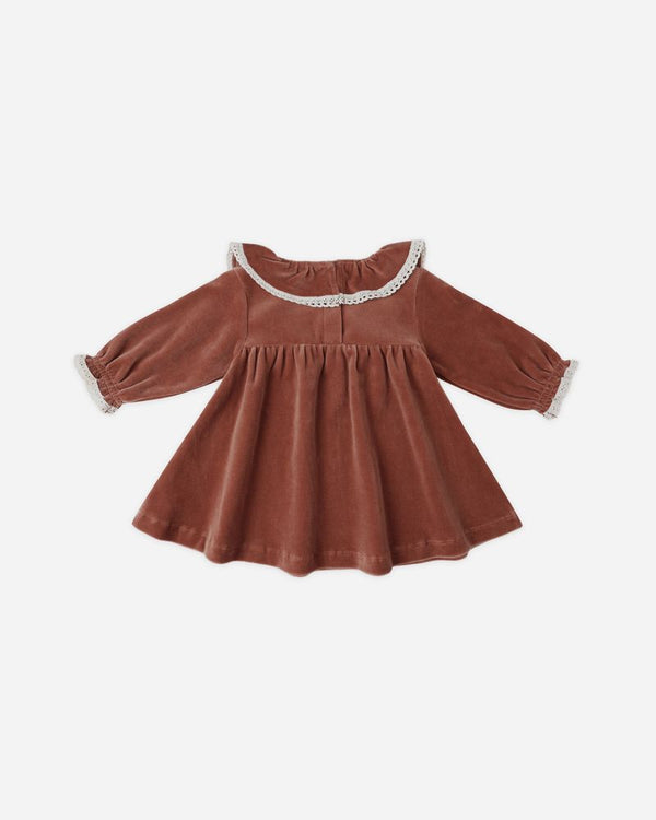 VELOUR BABY DRESS || CRANBERRY