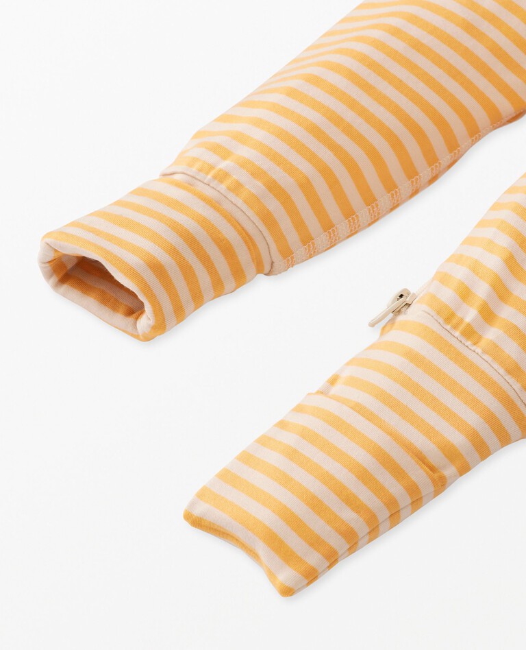 Baby Striped 2-Way Zip Sleeper in HannaSoft | Ecru/ Marigold