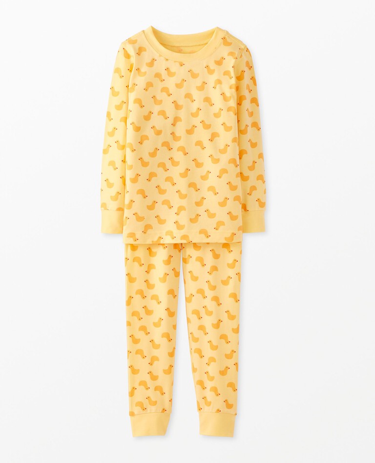 Kids Long John Pajama Set in HannaSoft | Pepper the Duck on Limoncello