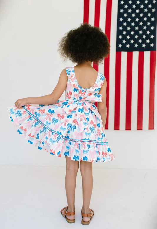 Lara Poplin Dress | Patriotic Bows