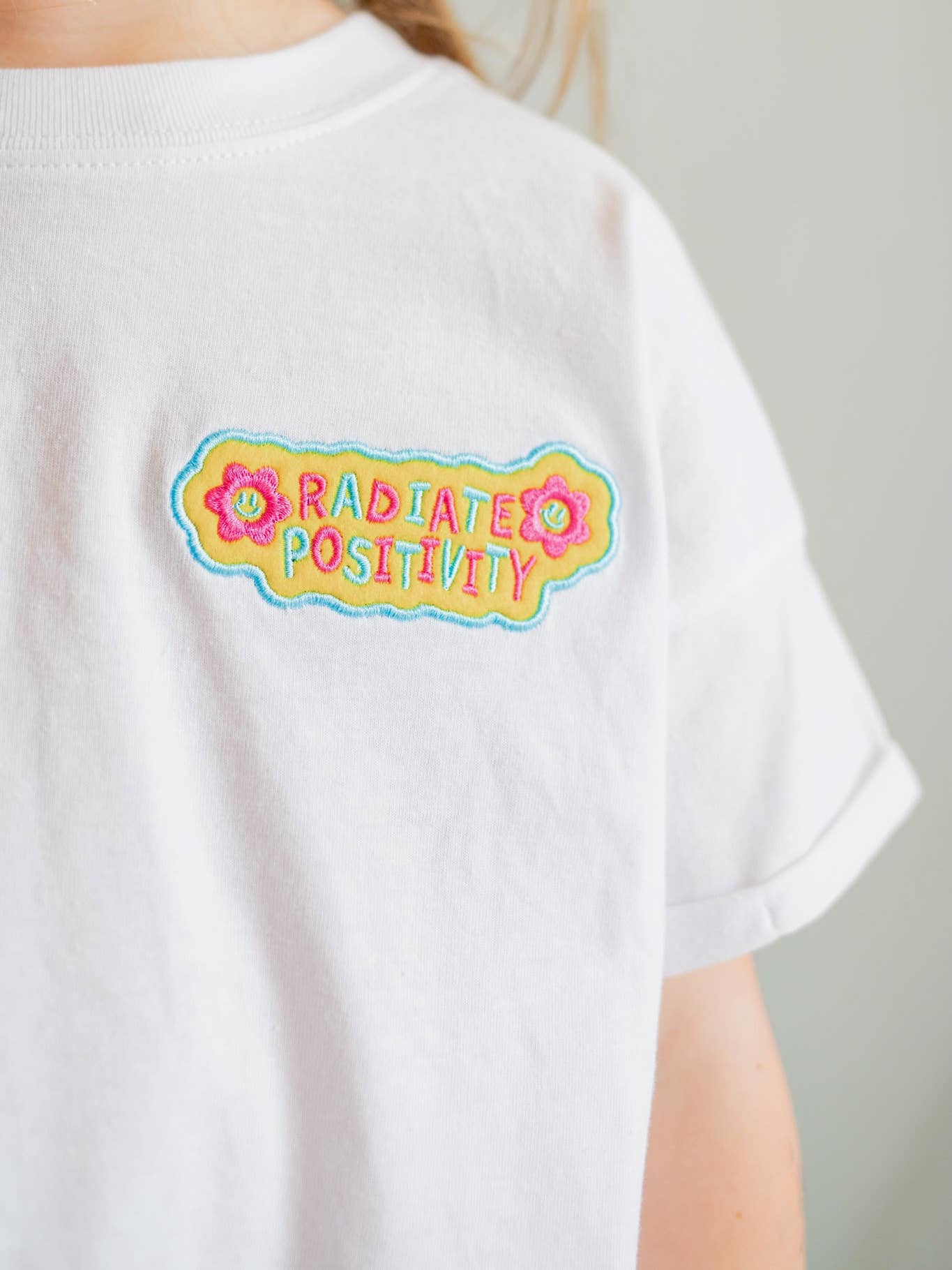Radiate Positivity Embroidered Tee | White