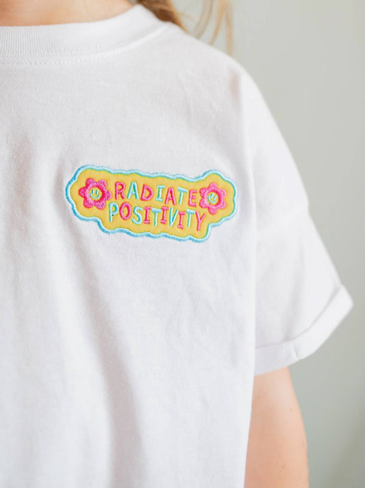 Radiate Positivity Embroidered Tee | White