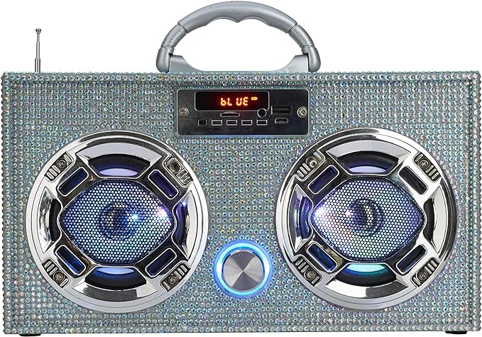 Iridescent Bling Boom Box With LED Speakers