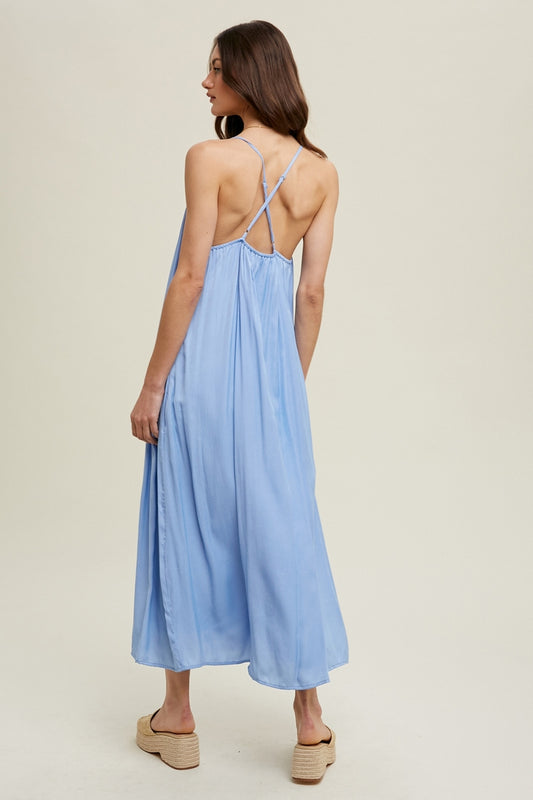 Open Back Slip Dress | Blue