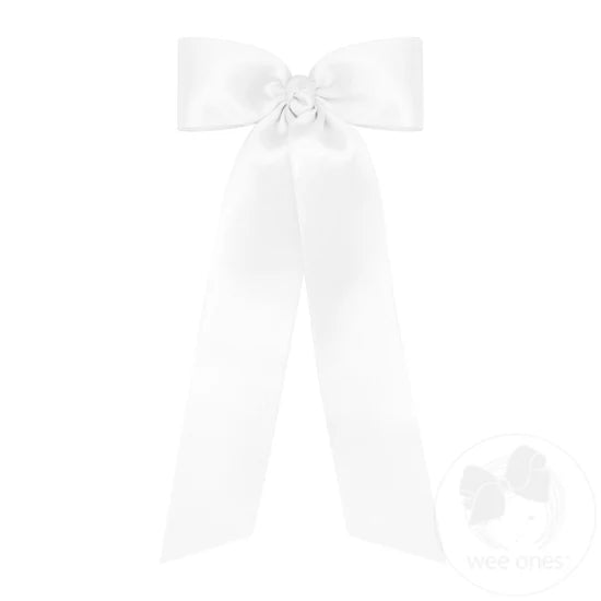 MEDIUM FRENCH SATIN BOWTIE || WHITE