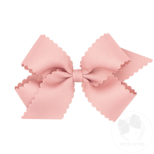 Medium Grosgrain Scalloped Edge Girls Hair Bow | Sweet Nectar