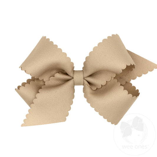 Medium Grosgrain Bow Scalloped Edge | Oatmeal