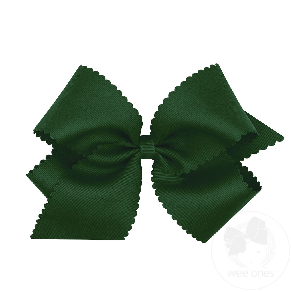 King Scalloped Edge Bow | Forest Green
