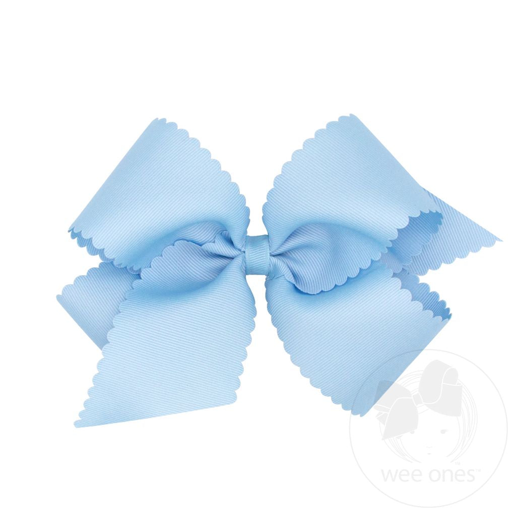 Medium Grosgrain Hair Bow Scalloped Edge | Millennium Blue