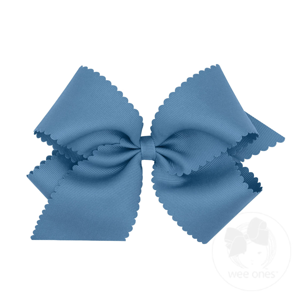King Scalloped Edge Bow | Smoke Blue