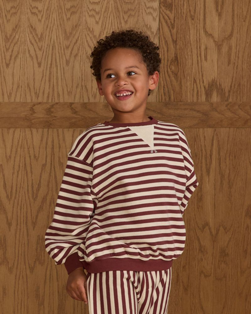 RELAXED JOGGER || BURGUNDY STRIPE