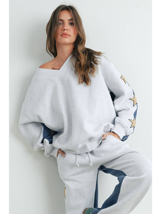 Star Sweat Set | Grey and Navy
