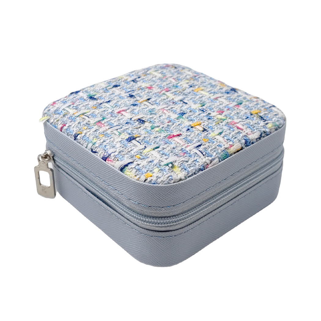 Mini Tweed Fabric Organizer Storage Jewelry Box