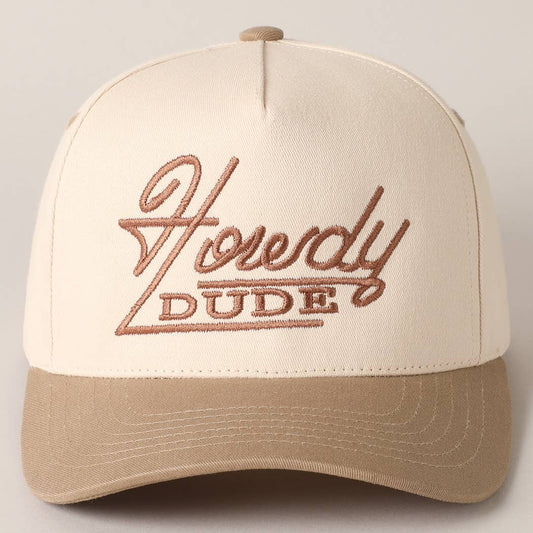 Howdy Dude Two Tone Baseball Cap | Beige