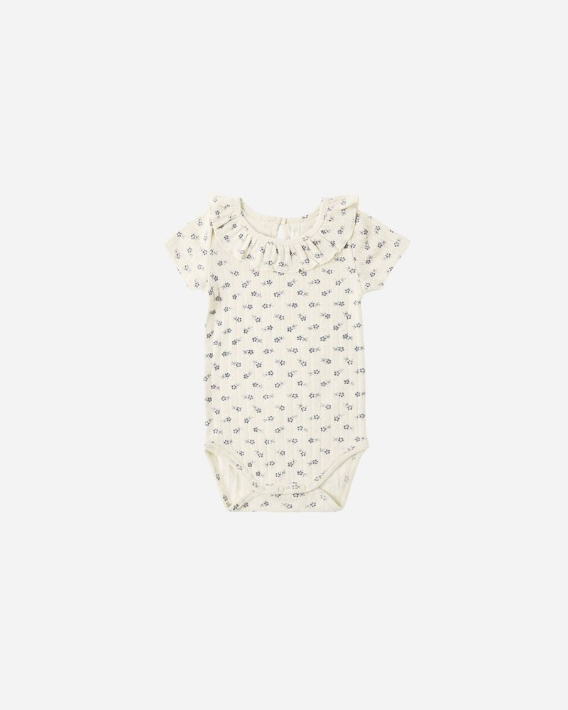 RUFFLER COLLAR BODYSUIT | BLUE DITSY