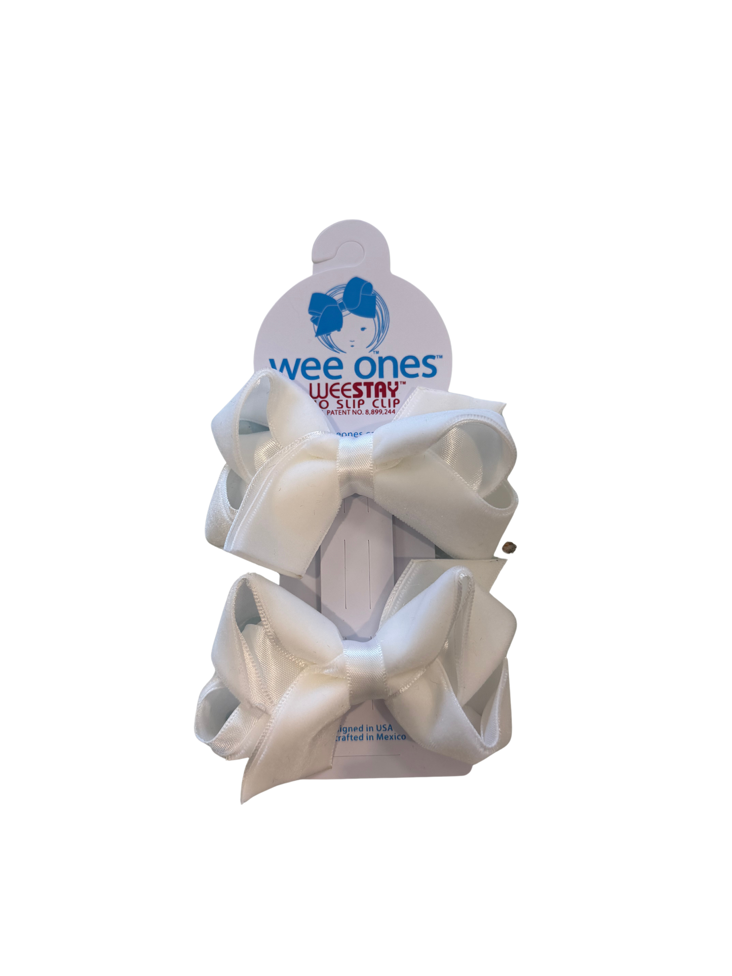 Mini Velvet Bow Pair | White