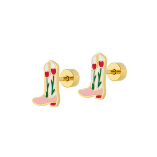 Screwback Stud Earrings | Tulip Cowgirl Boot