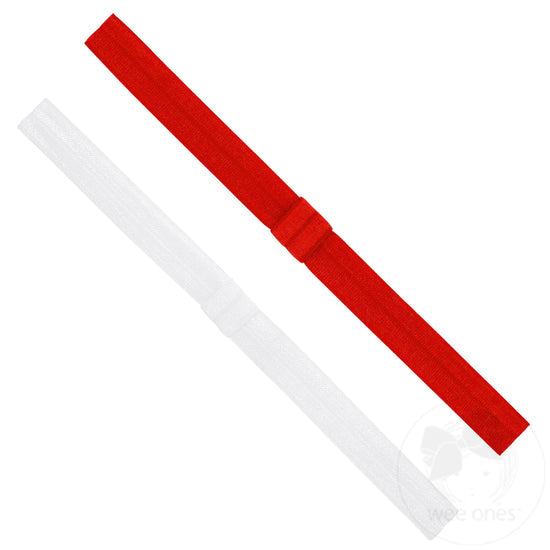 Add-A-Bow Elastic Girls Baby Bands - Two Pack | Red and White