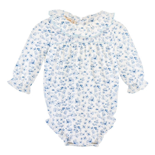Girls LS Bubble w/ Ruffle Collar | Blue Begonias