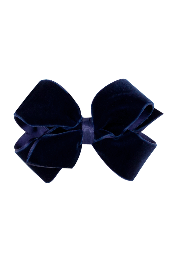 Small Velvet Basic Bow | Navy
