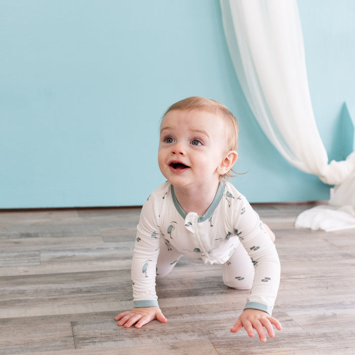 Zippered Romper | Blue Heron