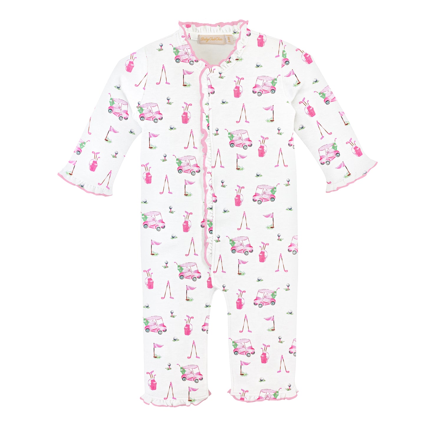 Printed Coverall w/ Ruffles | Pink Golf