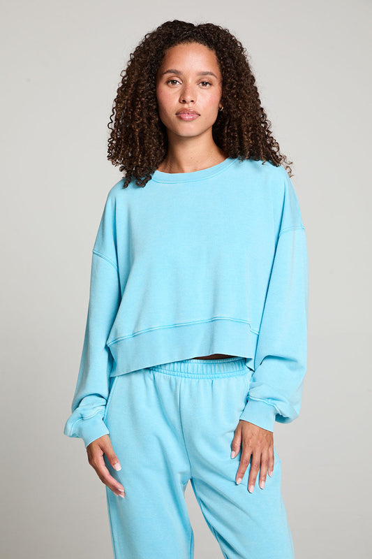 Casbah Crop Pullover | Aquarius Blue