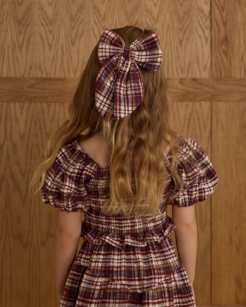 OVERSIZED BOW || BURGUNDY PLAID