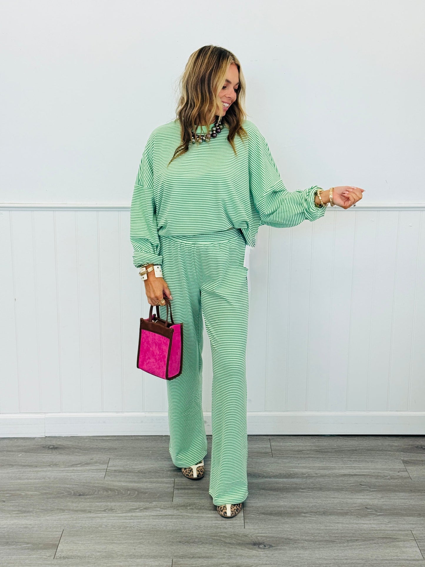 Striped Fleece Set | Lime