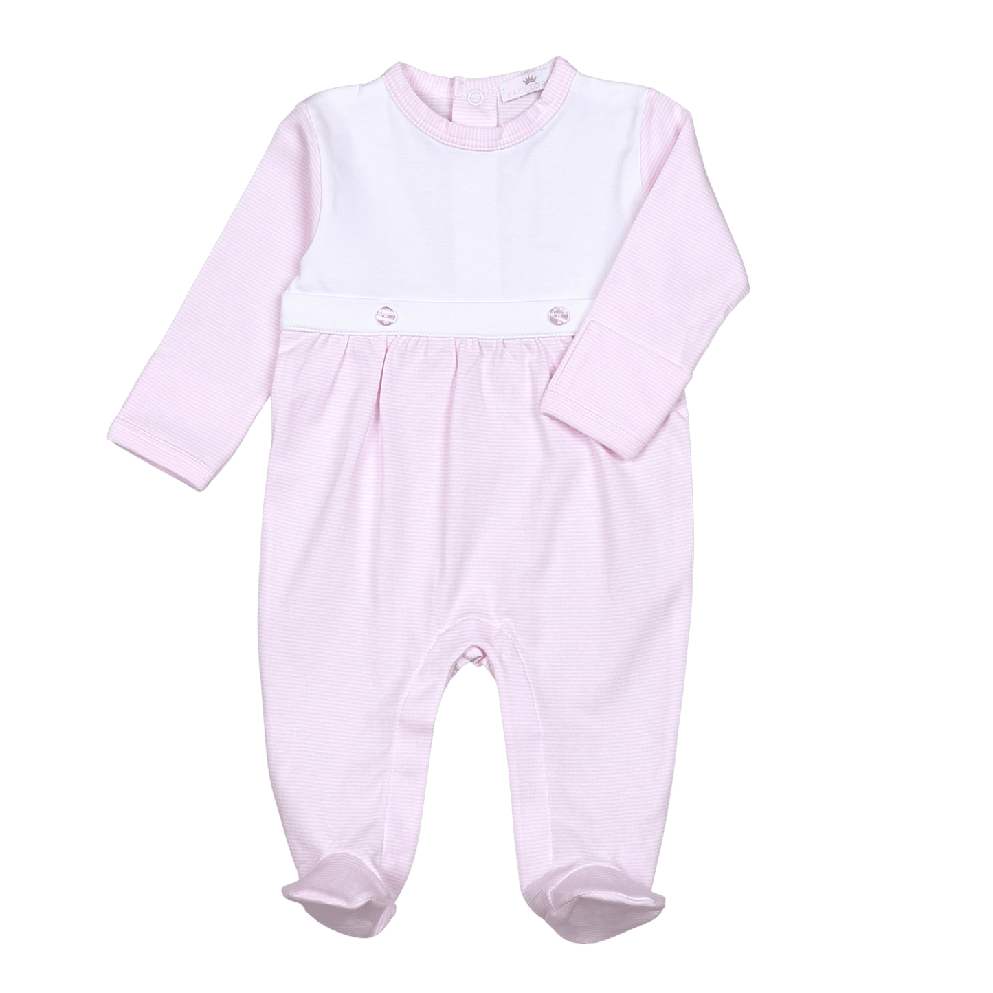 Pink Stripes Pima Bib Footie