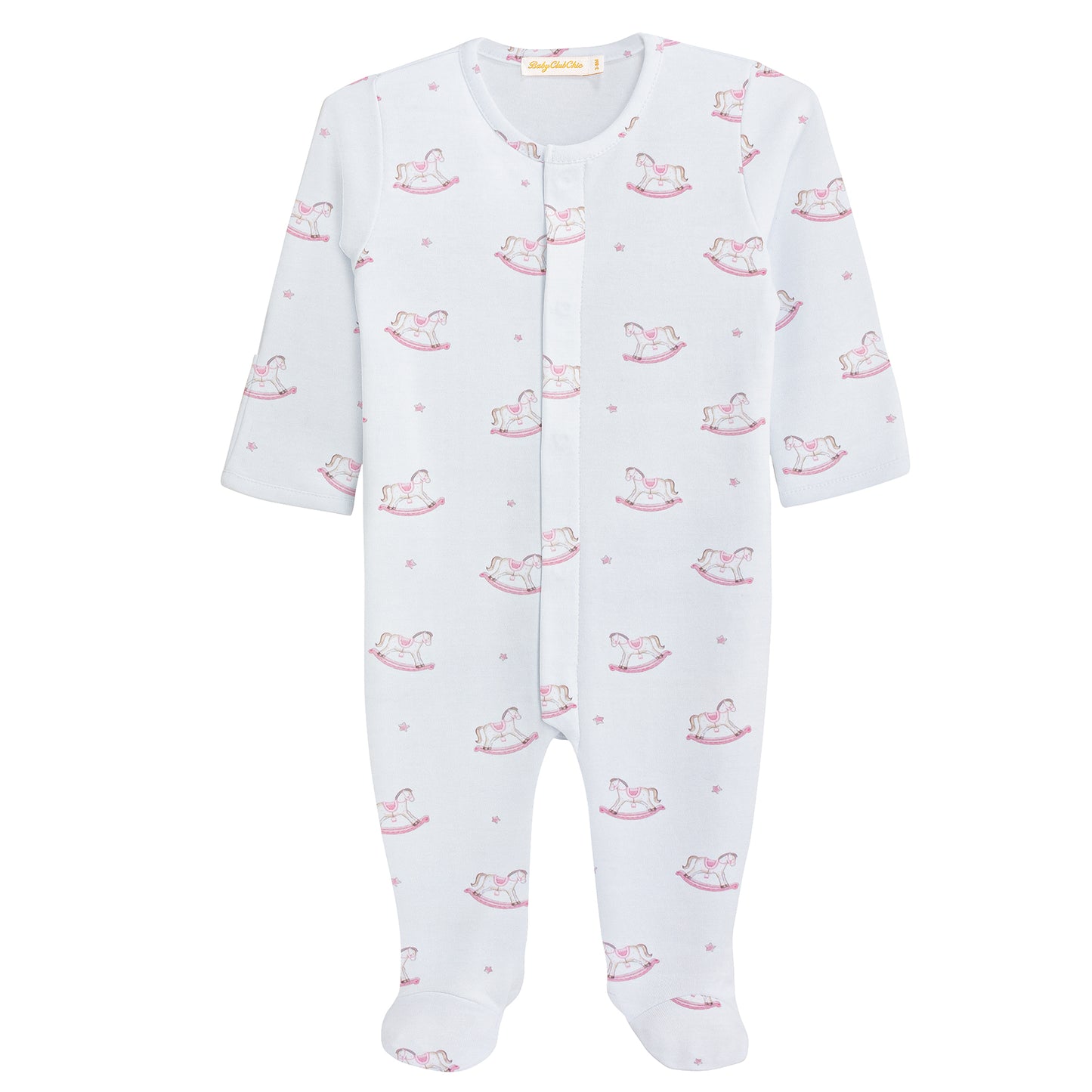 Print Footie | Pink Rocking Horse