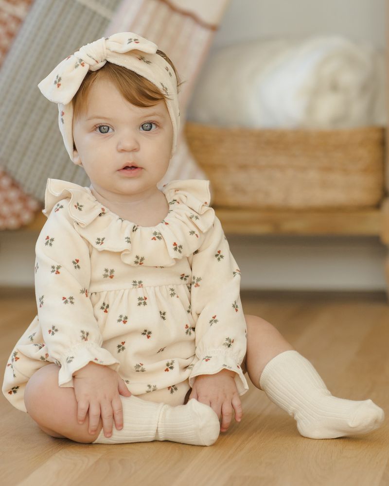 VELOUR BOW HEADBAND || HOLLY BERRY
