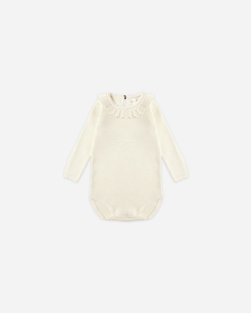 RUFFLE COLLAR BODYSUIT || NATURAL