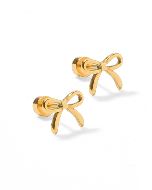 Screwback Stud Earrings | Sadie Bow Gold