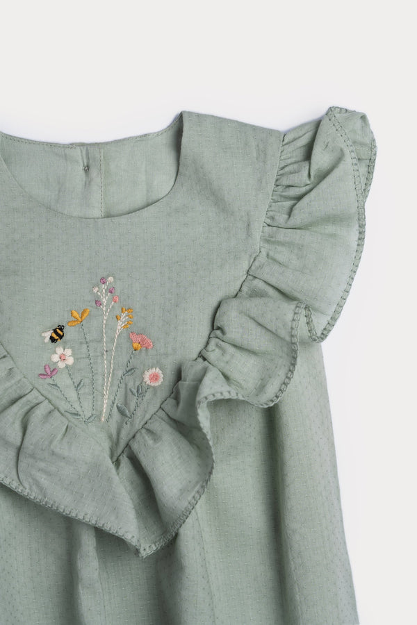 Lucy Romper | Tiny Dots Sage