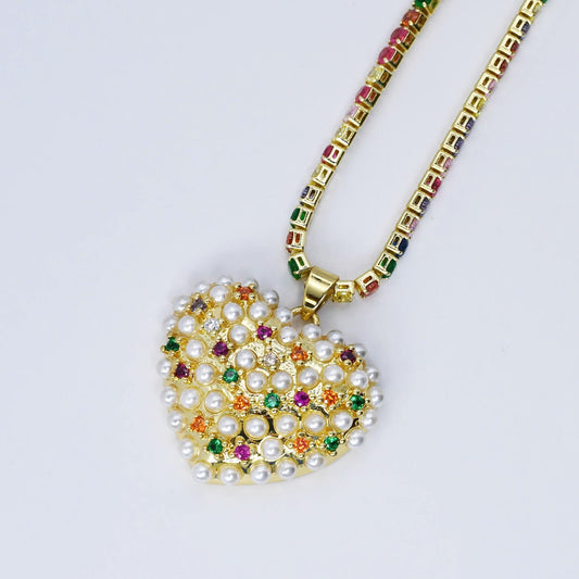 Glowing Heart of Pearls Necklace