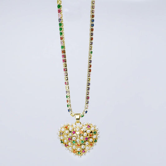 Glowing Heart of Pearls Necklace