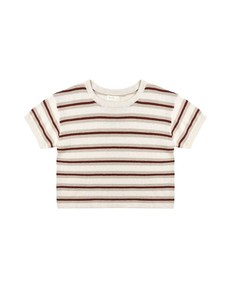 BOXY CROP KNIT TEE || AUTUMN STRIPE