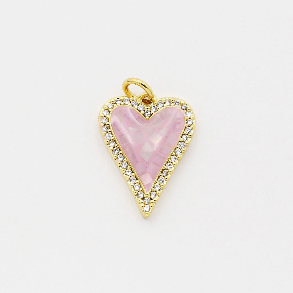 Pink Crystal Heart Charm