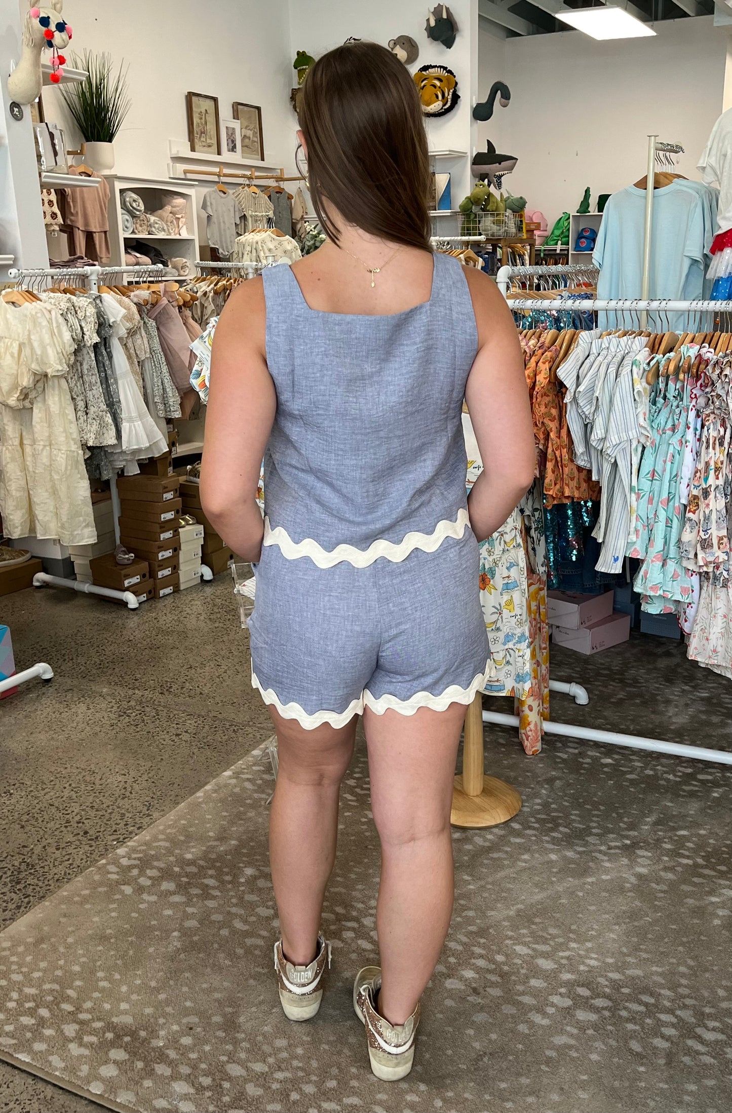 Heather Grey Scalloped Set